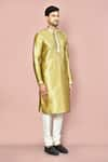 Arihant Rai Sinha_Gold Mulberry Silk Embroidered Hand Zardosi Work Kurta _at_Aza_Fashions