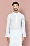 Shop_Arihant Rai Sinha_White Cotton Striped Pattern Kurta Set (For Kids)_Online_at_Aza_Fashions