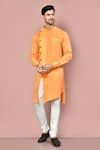 Buy_Arihant Rai Sinha_Orange Cotton Plain Cross Cut Kurta Set  For Kids_at_Aza_Fashions