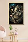 Shop_Krutik_Multi Color Archival Paper (230 Gsm) Ganeshas Divine Embrace Painting _at_Aza_Fashions