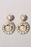 Shop_Joules By Radhika_Gold Plated Pearls, Piping, Stones Carved Polki Embellished Earrings _at_Aza_Fashions