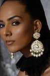 Buy_Joules By Radhika_Multi Color Pearls, Piping, Flower Carved Polki And Kundan Embellished Earrings _at_Aza_Fashions