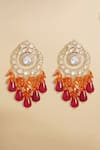 Shop_Joules by Radhika_Multi Color Diamonds, Stones, Beads Polki And Drop Embellished Earrings _at_Aza_Fashions