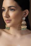 Buy_joules by radhika_Multi Color Polkis Kundan Embellished Jhumka Dangler Earrings_at_Aza_Fashions
