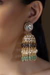 joules by radhika_Multi Color Polkis Kundan Embellished Jhumka Dangler Earrings_Online_at_Aza_Fashions