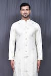 Buy_Aryavir Malhotra_Cream Art Silk Embroidered Chikankari Kurta Set _Online_at_Aza_Fashions