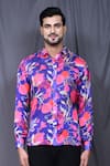 Aryavir Malhotra_Purple Cotton Silk Printed Floral Botanic Shirt _Online_at_Aza_Fashions