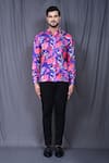 Buy_Aryavir Malhotra_Purple Cotton Silk Printed Floral Botanic Shirt _Online_at_Aza_Fashions