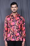 Aryavir Malhotra_Brown Cotton Silk Printed Floral Botanic Shirt_Online_at_Aza_Fashions