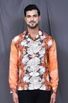 Aryavir Malhotra_Orange Cotton Printed Floral Shirt _Online_at_Aza_Fashions