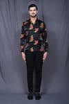 Buy_Aryavir Malhotra_Black Mulberry Silk Embroidered Flower Shirt _Online_at_Aza_Fashions