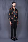 Aryavir Malhotra_Black Mulberry Silk Embroidered Flower Shirt _at_Aza_Fashions