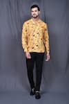 Buy_Aryavir Malhotra_Yellow Cotton Printed Floral And Bird Shirt_at_Aza_Fashions