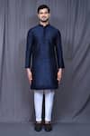 Buy_Aryavir Malhotra_Blue Art Silk Embroidered Floral Jacket And Kurta Set_Online_at_Aza_Fashions