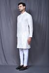 Aryavir Malhotra_Cream Art Silk Embroidered Chikankari Mirror Kurta And Pant Set _at_Aza_Fashions