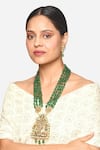 Buy_Raga Baubles_Green Beads Radhe Krishna Emerald Pendant Necklace Set_at_Aza_Fashions