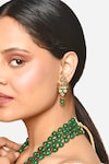 Shop_Raga Baubles_Green Beads Radhe Krishna Emerald Pendant Necklace Set_at_Aza_Fashions