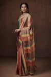 Dressfolk_Multi Color Tissue Handwoven Zari Striped Saree  _Online_at_Aza_Fashions