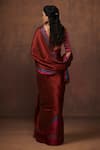 Shop_Dressfolk_Maroon Tissue Handwoven Zari Bordered Saree  _at_Aza_Fashions