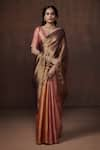 Buy_Dressfolk_Orange Tissue Handwoven Colorblocked Zari Saree _at_Aza_Fashions