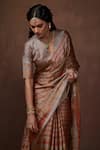 Shop_Dressfolk_Silver Tissue Handwoven Stripe Pattern Zari Saree  _Online_at_Aza_Fashions