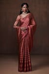 Buy_Dressfolk_Magenta Tissue Handwoven Zari Striped Saree  _at_Aza_Fashions