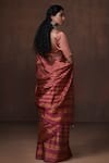 Shop_Dressfolk_Magenta Tissue Handwoven Zari Striped Saree  _at_Aza_Fashions