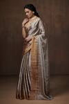 Dressfolk_Silver Tissue Handwoven Saree _Online_at_Aza_Fashions