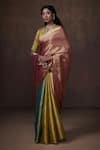 Dressfolk_Green Tissue Handwoven Zari Saree _Online_at_Aza_Fashions