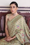 Shop_Drishti & Zahabia_Green Dupion Silk Printed Floral Round Saree With Blouse _Online_at_Aza_Fashions