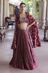 Buy_Drishti & Zahabia_Purple Dupion Silk Printed Floral Square Jacket And Lehenga Set _at_Aza_Fashions