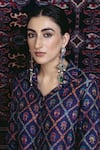 Drishti & Zahabia_Blue Dupion Silk Printed Floral Shirt Collar And Trousers Set _Online_at_Aza_Fashions