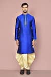 Shop_Arihant Rai Sinha_Blue Cotton Embroidery Zardozi Kurta And Dhoti Pant Set _Online_at_Aza_Fashions