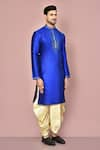 Arihant Rai Sinha_Blue Cotton Embroidery Zardozi Kurta And Dhoti Pant Set _at_Aza_Fashions