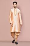 Buy_Arihant Rai Sinha_Peach Cotton Embroidery Zardozi Floral Pattern Kurta Set _at_Aza_Fashions