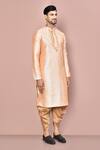 Arihant Rai Sinha_Peach Cotton Embroidery Zardozi Floral Pattern Kurta Set _at_Aza_Fashions