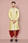 Buy_Arihant Rai Sinha_Beige Cotton Embroidery Flower Vine Kurta With Dhoti Pant _at_Aza_Fashions