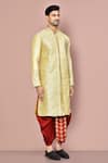 Arihant Rai Sinha_Beige Cotton Embroidery Flower Vine Kurta With Dhoti Pant _at_Aza_Fashions