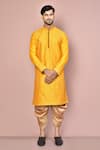 Buy_Arihant Rai Sinha_Yellow Cotton Embroidery Swirl Kurta With Dhoti Pant _at_Aza_Fashions