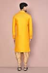 Shop_Arihant Rai Sinha_Yellow Cotton Embroidery Swirl Kurta With Dhoti Pant _at_Aza_Fashions