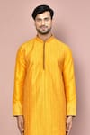 Shop_Arihant Rai Sinha_Yellow Cotton Embroidery Swirl Kurta With Dhoti Pant _Online_at_Aza_Fashions