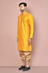 Arihant Rai Sinha_Yellow Cotton Embroidery Swirl Kurta With Dhoti Pant _at_Aza_Fashions