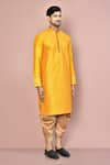 Buy_Arihant Rai Sinha_Yellow Cotton Embroidery Swirl Kurta With Dhoti Pant 