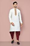 Buy Arihant Rai Sinha White Cotton Placement Embroidery Zardozi Hand Kurta With Dhoti Pant at Aza Fashions Buy_Arihant Rai Sinha_White Cotton Placement Embroidery Zardozi Hand Kurta With Dhoti Pant_at_Aza_Fashions