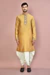 Buy_Arihant Rai Sinha_Beige Cotton Placement Embroidery Zardozi Kurta With Dhoti Pant _Online_at_Aza_Fashions