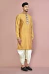 Arihant Rai Sinha_Beige Cotton Placement Embroidery Zardozi Kurta With Dhoti Pant _at_Aza_Fashions