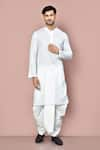 Buy_Arihant Rai Sinha_White Cotton Stripe Pattern Kurta With Dhoti Pant _at_Aza_Fashions