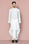 Buy_Arihant Rai Sinha_White Cotton Stripe Pattern Kurta With Dhoti Pant _Online_at_Aza_Fashions