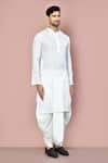 Arihant Rai Sinha_White Cotton Stripe Pattern Kurta With Dhoti Pant _at_Aza_Fashions