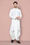 Buy_Arihant Rai Sinha_White Cotton Chequered Pattern Kurta With Dhoti Pant _at_Aza_Fashions